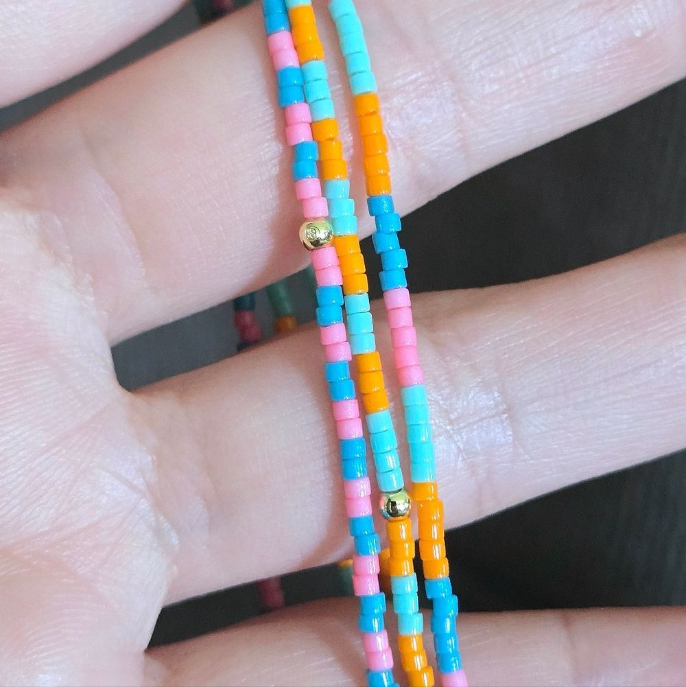 Gorjana "Gigi Stripe" Glass🪟 Bead Stretch Bracelet Trio3️⃣ (MIAMI) - NWT - Picture 15 of 16